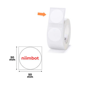 NIIMBOT Etykiety Naklejki Okrągłe Biały Czerwony Wydruk 50x50 mm 145 szt do B1, B21/B21 Pro, B3S/B31, B4