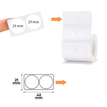 NIIMBOT Etykiety Naklejki Okrągłe Biały 42x21 mm 305 szt do B1, B21/B21 Pro, B3S/B31, B4