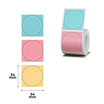 NIIMBOT Etykiety Naklejki Okrągłe Kolorowy Wavy Round 34х34 mm 200 szt do B1, B21/B21 Pro, B3S/B31, B4