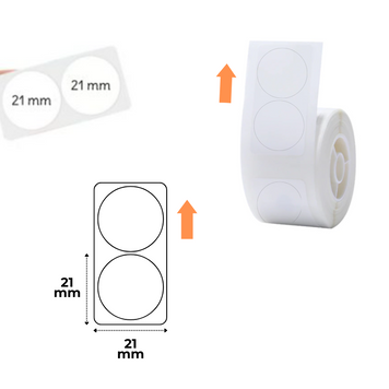 NIIMBOT Etykiety Naklejki Okrągłe Biały 21x21 mm 300 szt do B1, B21/B21 Pro, B3S/B31, B4