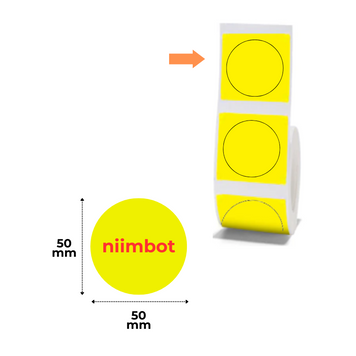 NIIMBOT Etykiety Naklejki Okrągłe Ż&oacute;łty Czerwony Wydruk 50x50 mm 145 szt do B1, B21/B21 Pro, B3S/B31, B4